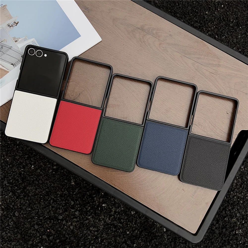 For Samsung Galaxy Z Flip7 5G Case Litchi Texture PU Leather + PC Foldable Phone Cover - Black - Image 6