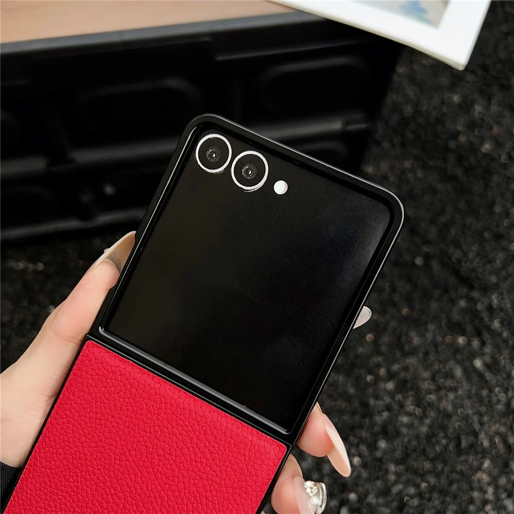 For Samsung Galaxy Z Flip7 5G Case Litchi Texture PU Leather + PC Foldable Phone Cover - White - Image 4