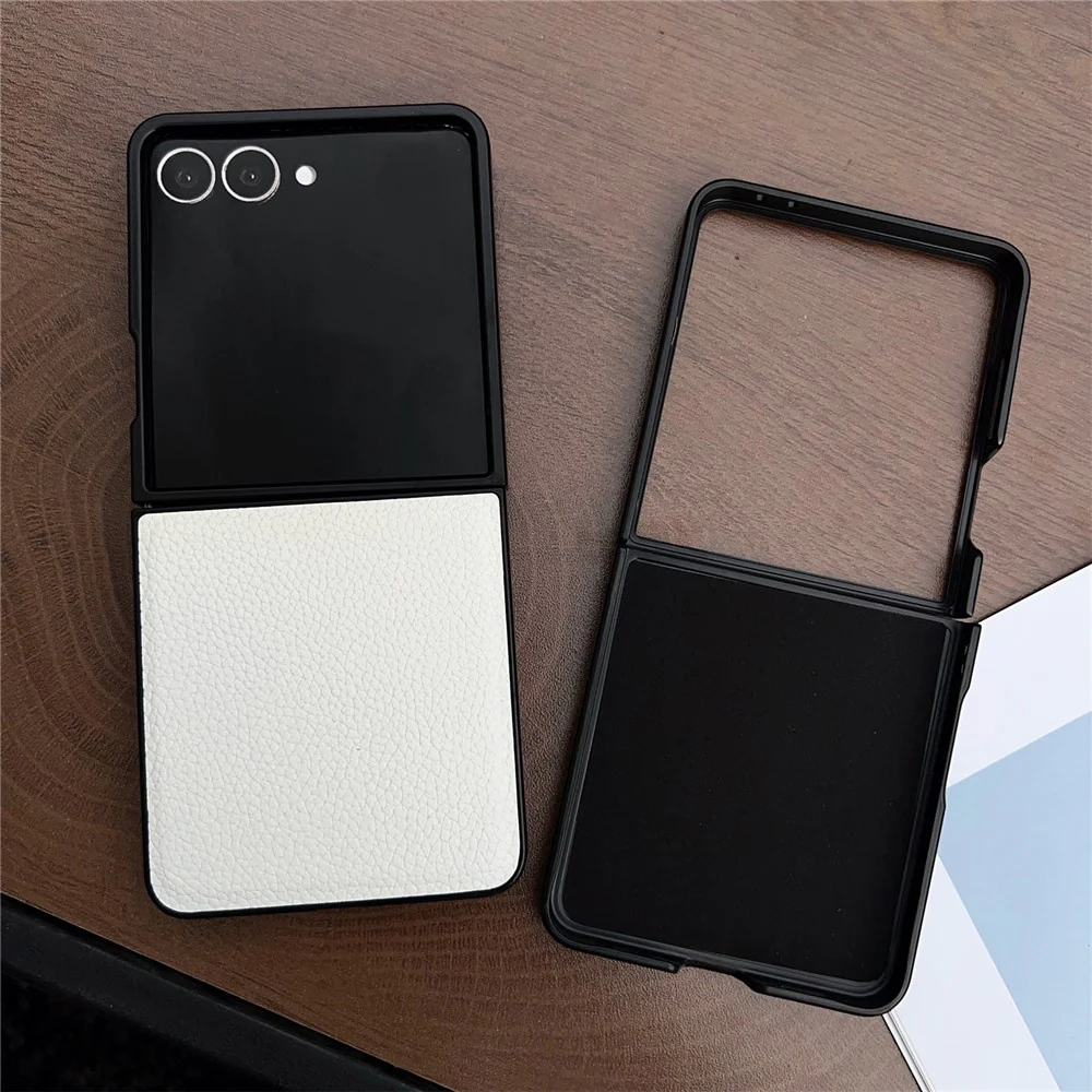 For Samsung Galaxy Z Flip7 5G Case Litchi Texture PU Leather + PC Foldable Phone Cover - White - Image 5