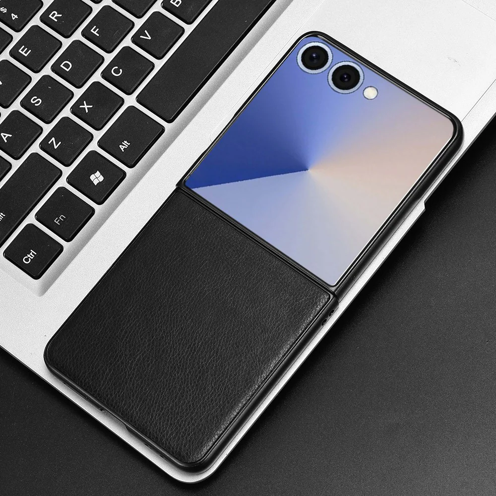 For Samsung Galaxy Z Flip7 5G Case Litchi Texture PU Leather + PC Phone Cover - Black - Image 6