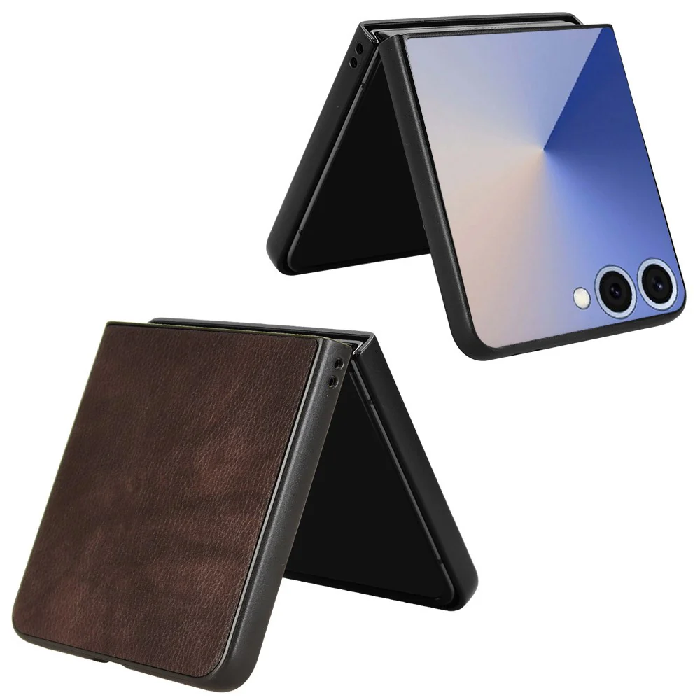 For Samsung Galaxy Z Flip7 5G Case Litchi Texture PU Leather + PC Phone Cover - Brown - Image 3