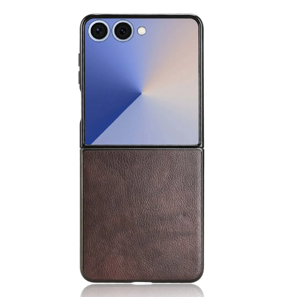 For Samsung Galaxy Z Flip7 5G Case Litchi Texture PU Leather + PC Phone Cover - Brown - Image 5