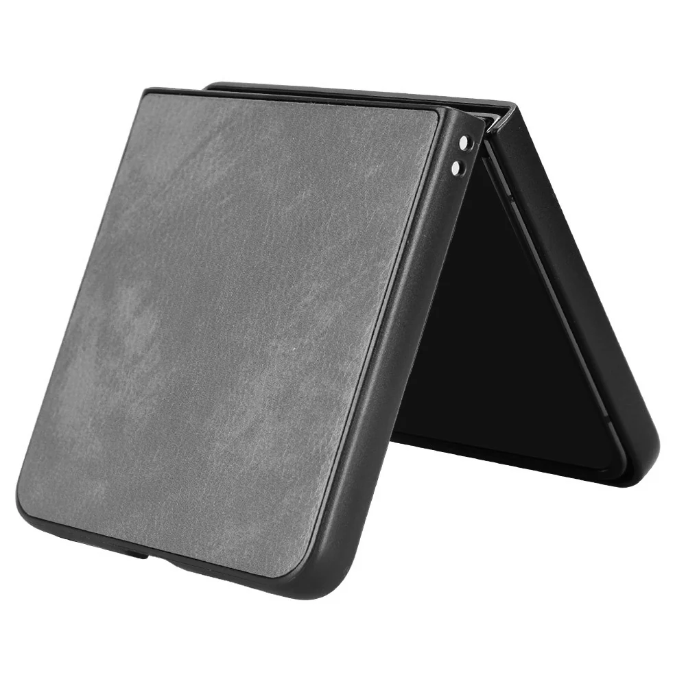For Samsung Galaxy Z Flip7 5G Case Litchi Texture PU Leather + PC Phone Cover - Grey - Image 2