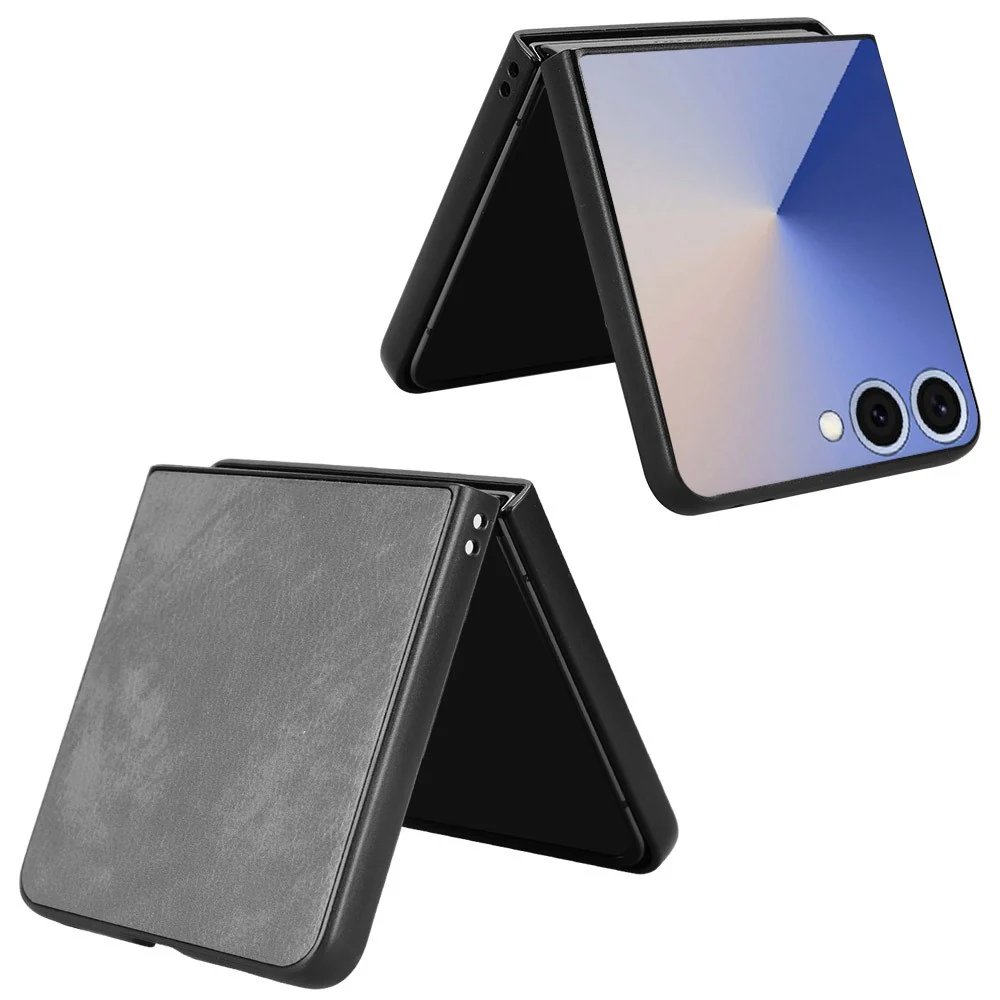 For Samsung Galaxy Z Flip7 5G Case Litchi Texture PU Leather + PC Phone Cover - Grey - Image 3