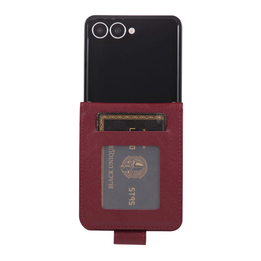 For Samsung Galaxy Z Flip7 5G Case Magnetic Clasp PU Leather Phone Cover with Card Slot - Wine Red - Image 7