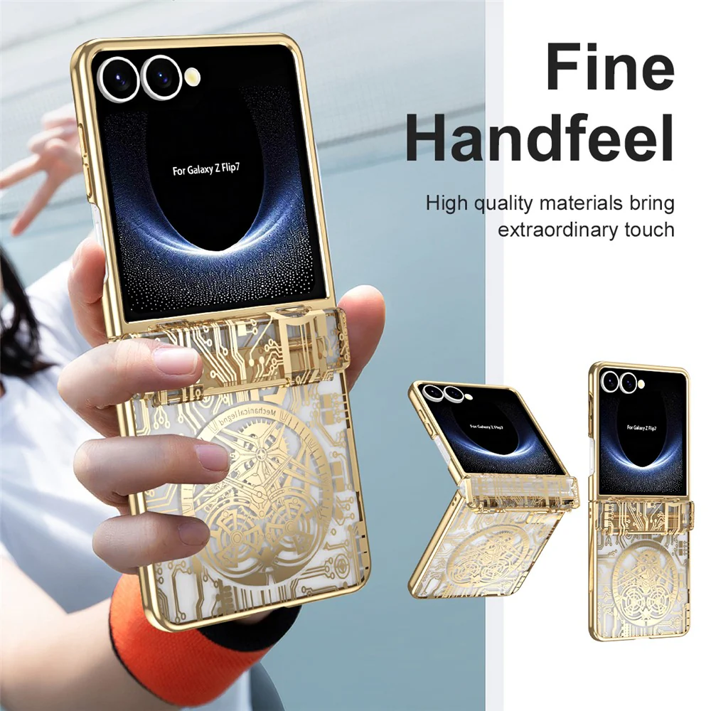 For Samsung Galaxy Z Flip7 5G Case Mechanical Legend Electroplating PC Phone Cover - Gold - Image 7