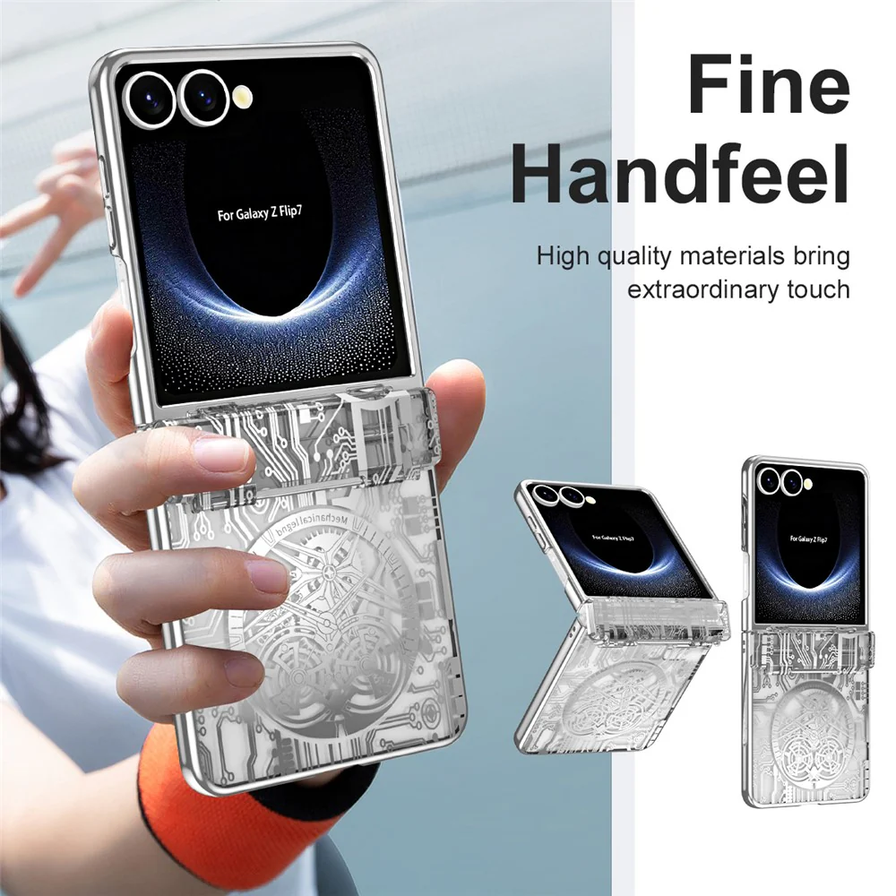 For Samsung Galaxy Z Flip7 5G Case Mechanical Legend Electroplating PC Phone Cover - Silver - Image 7