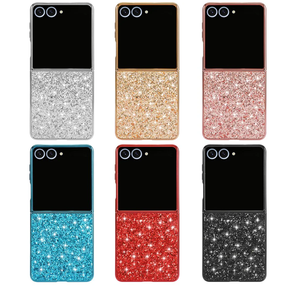 For Samsung Galaxy Z Flip7 5G Case PC Sparkling Glitter Phone Back Cover - Rose Gold - Image 7