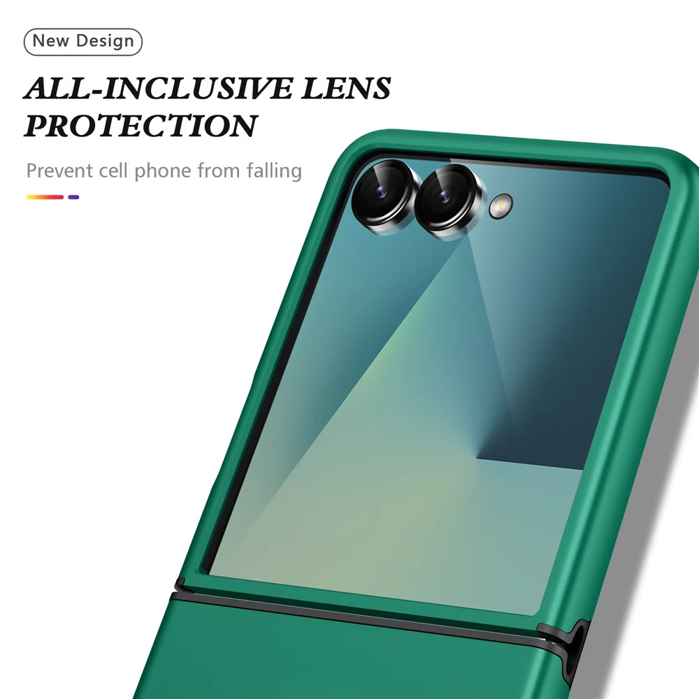 For Samsung Galaxy Z Flip7 5G Case PC + TPU Phone Cover with Rotatable Ring Holder - Blackish Green - Image 6