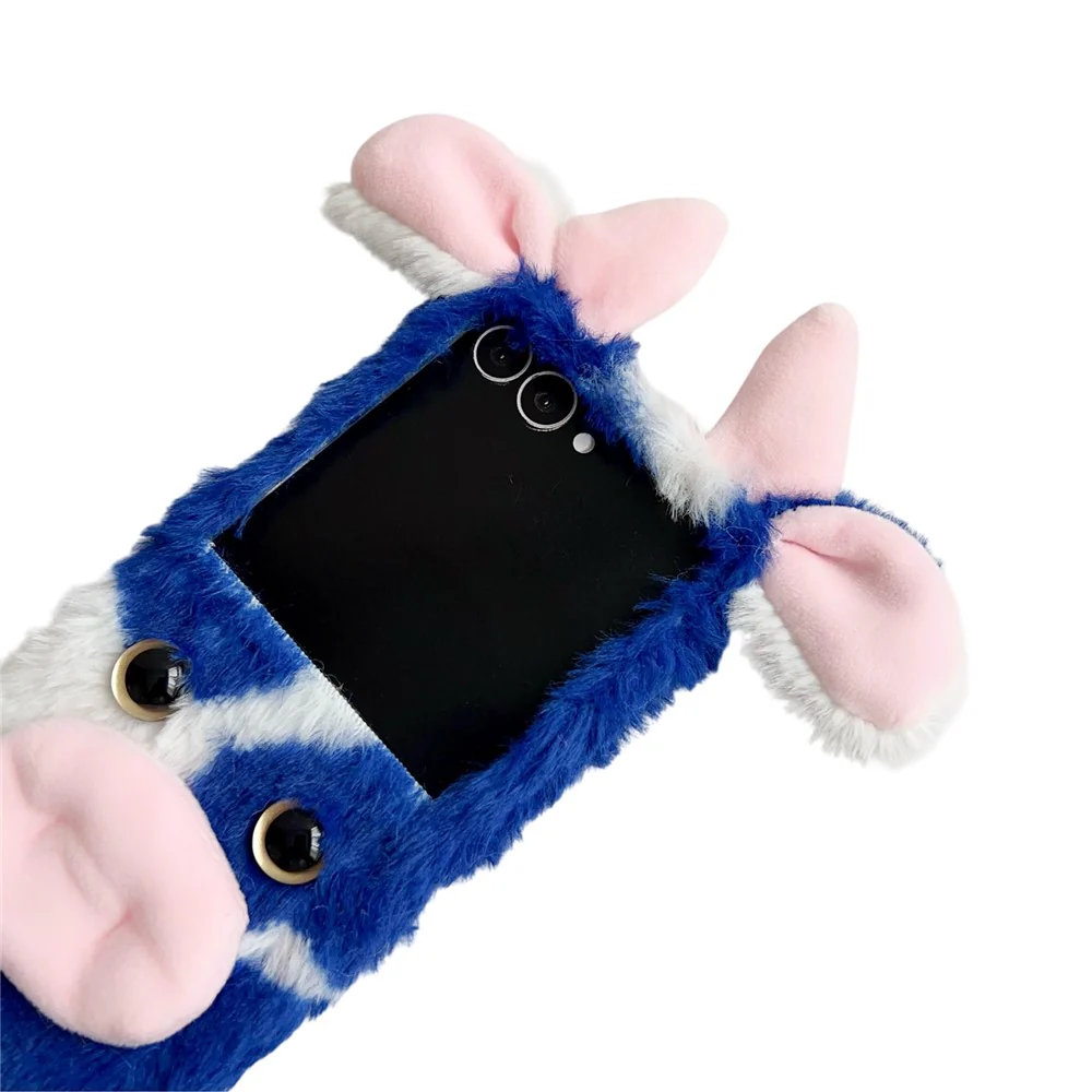 For Samsung Galaxy Z Flip7 5G Case Plush Cow Hard PC Protective Phone Cover - Black - Image 6