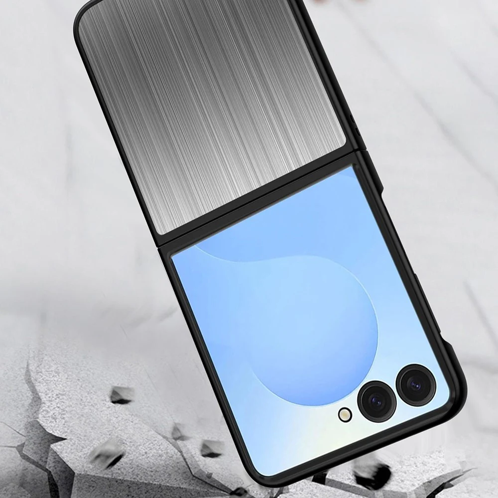 For Samsung Galaxy Z Flip7 5G Case Protective Stainless Steel + PC Phone Cover - Grey - Image 4