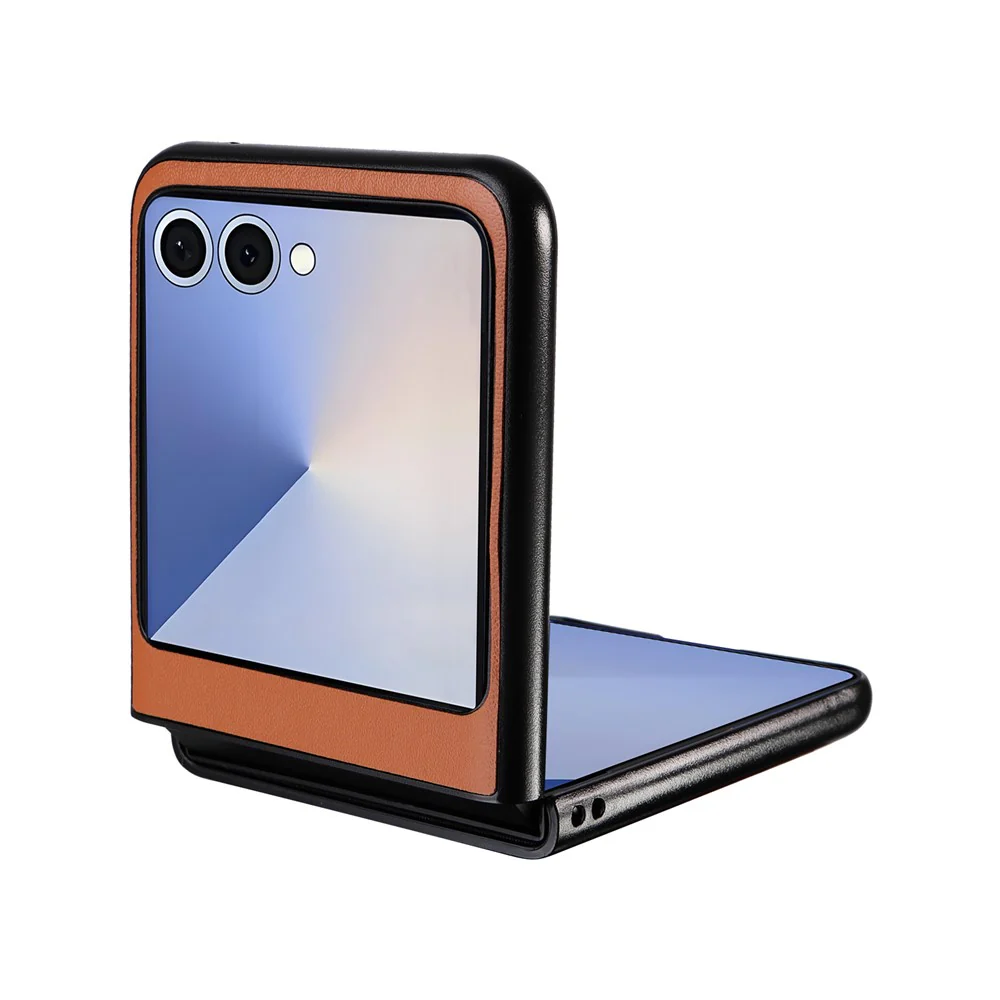 For Samsung Galaxy Z Flip7 5G Case PU Leather Hard PC Protective Phone Cover - Brown - Image 2