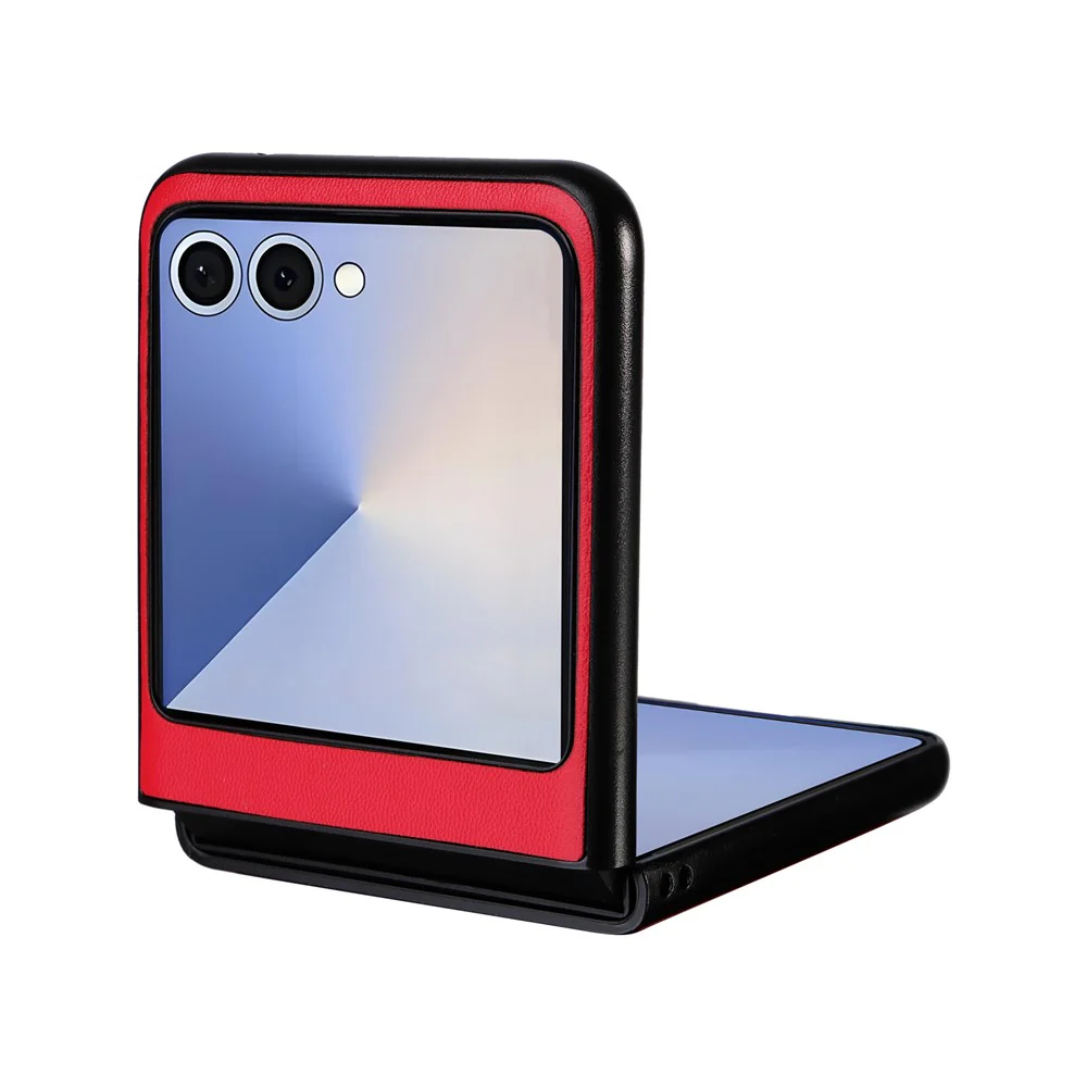 For Samsung Galaxy Z Flip7 5G Case PU Leather Hard PC Protective Phone Cover - Red - Image 2