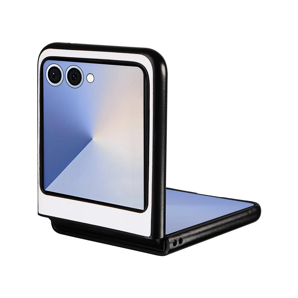 For Samsung Galaxy Z Flip7 5G Case PU Leather Hard PC Protective Phone Cover - White - Image 2