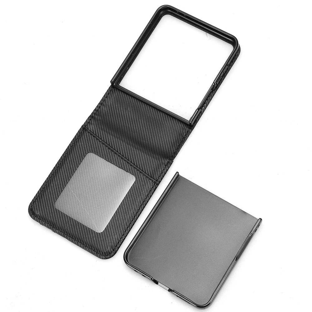 For Samsung Galaxy Z Flip7 5G Case PU Leather + PC Card Holder Mobile Phone Cover - Black - Image 6