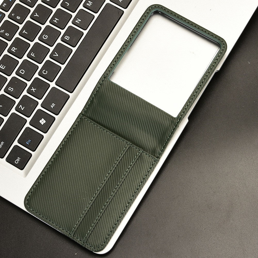 For Samsung Galaxy Z Flip7 5G Case PU Leather + PC Card Holder Mobile Phone Cover - Green - Image 7
