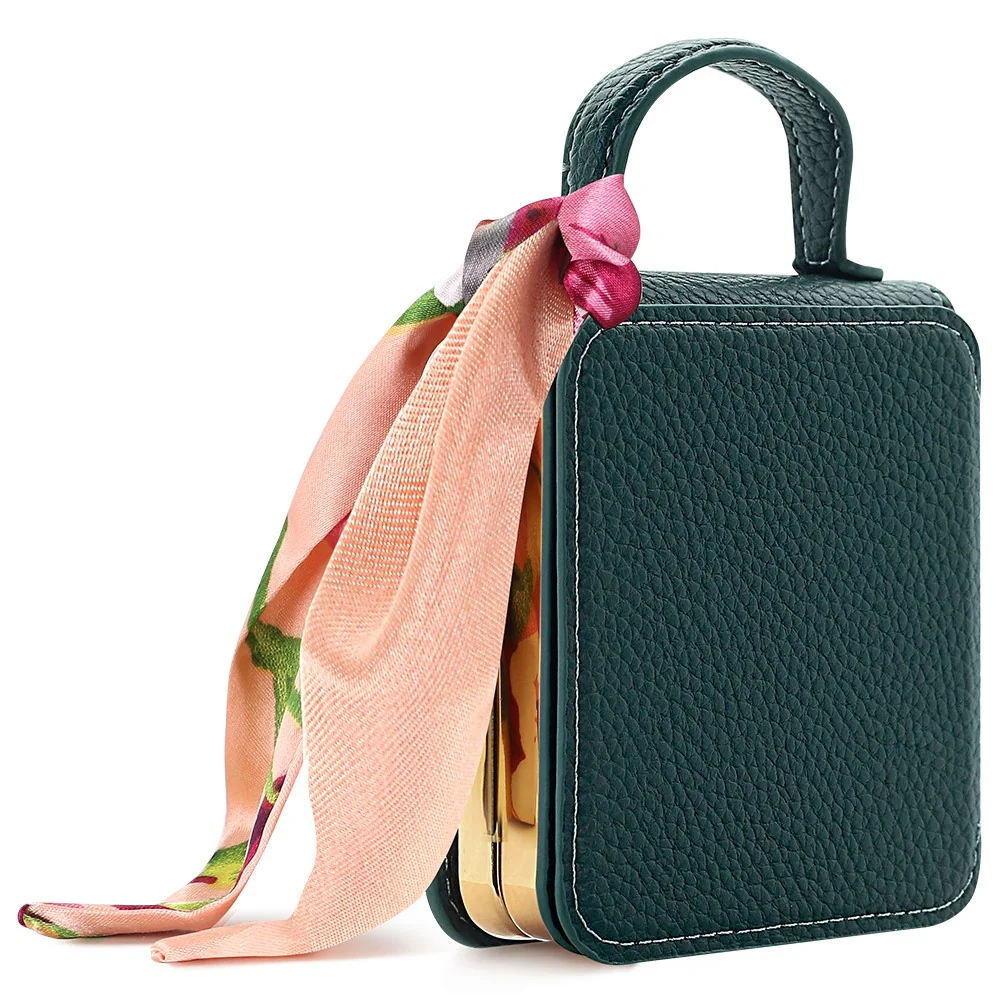 For Samsung Galaxy Z Flip7 5G Case PU Leather + PC Tote Phone Cover with Mirror - Green