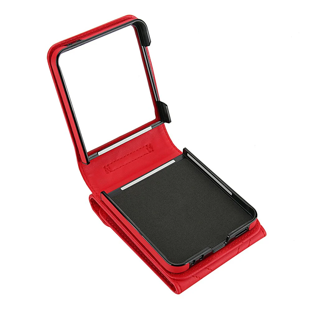 For Samsung Galaxy Z Flip7 5G Case RFID Blocking PU Leather + TPU Phone Cover with Shoulder Strap - Red - Image 4
