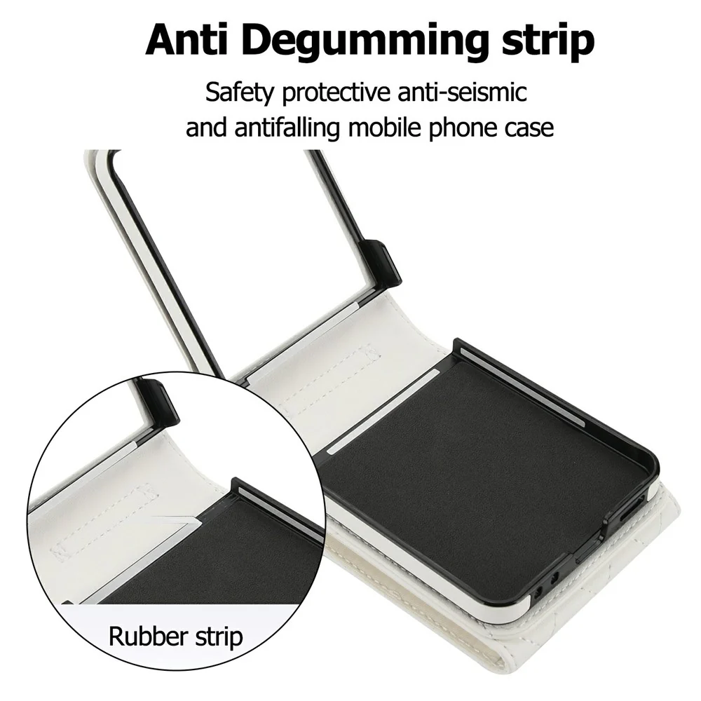 For Samsung Galaxy Z Flip7 5G Case RFID Blocking PU Leather + TPU Phone Cover with Shoulder Strap - White - Image 5