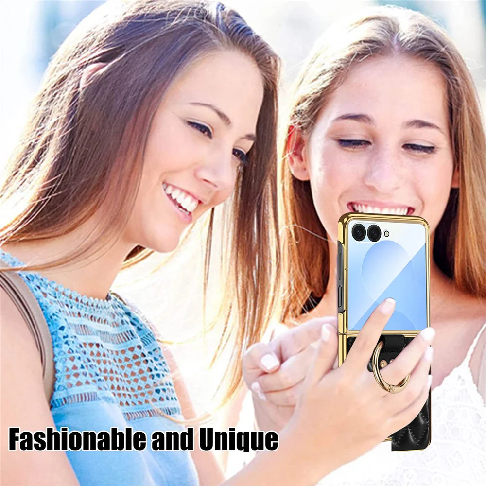 For Samsung Galaxy Z Flip7 5G Case Rhombus Grid Phone Cover with Tempered Glass Film - Black - Image 7