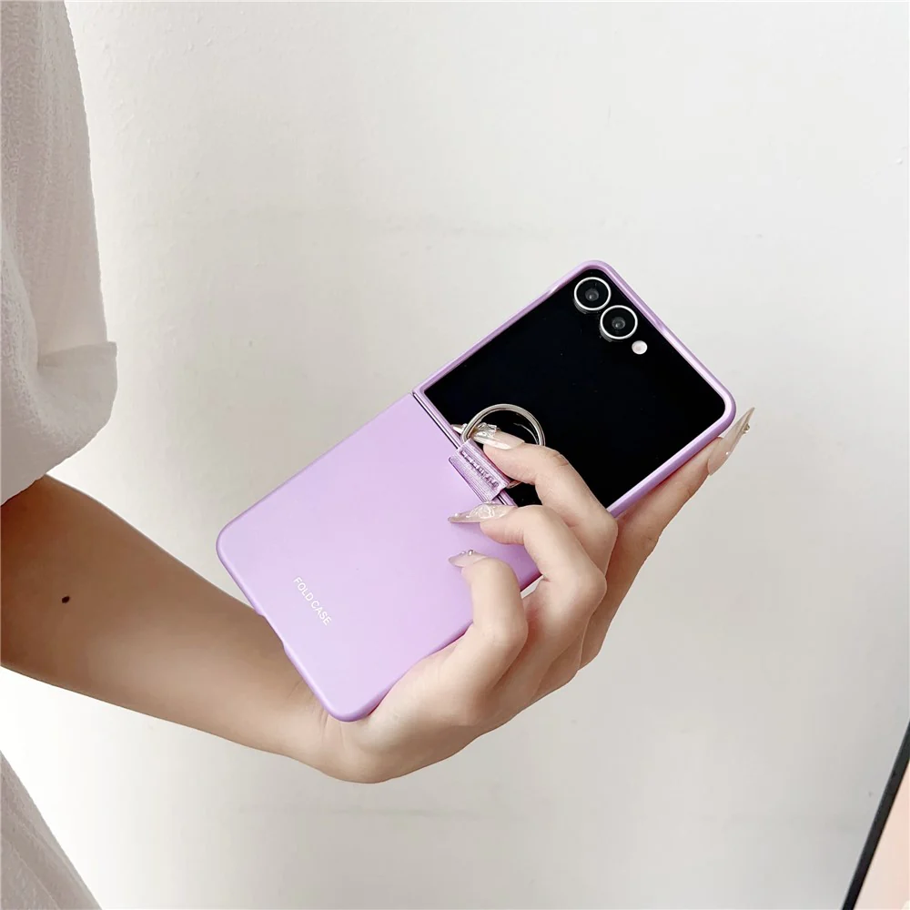 For Samsung Galaxy Z Flip7 5G Case Ring Holder Anti Drop Rubberized PC Phone Cover - Green - Image 3