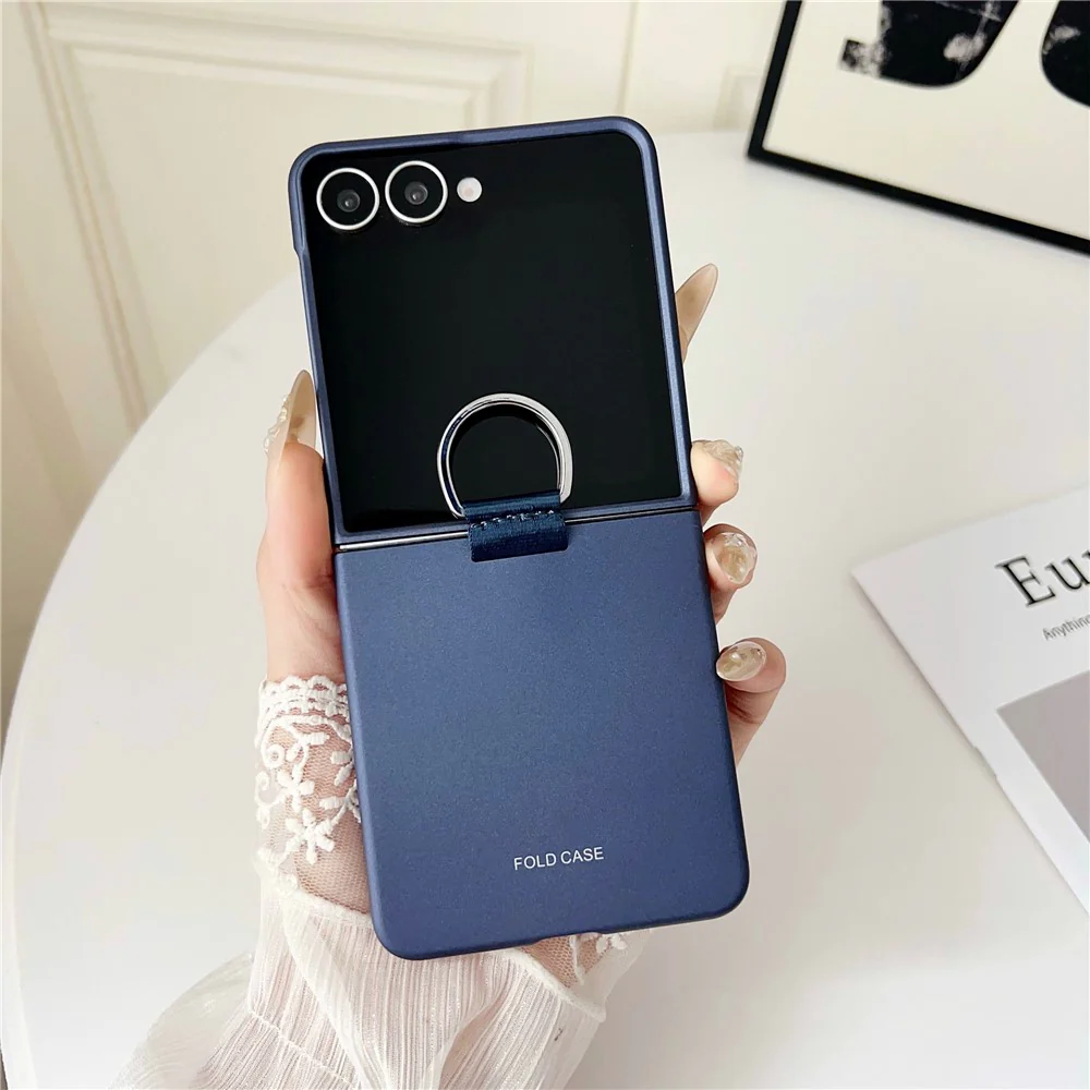 For Samsung Galaxy Z Flip7 5G Case Ring Holder Anti Drop Rubberized PC Phone Cover - Sapphire - Image 2