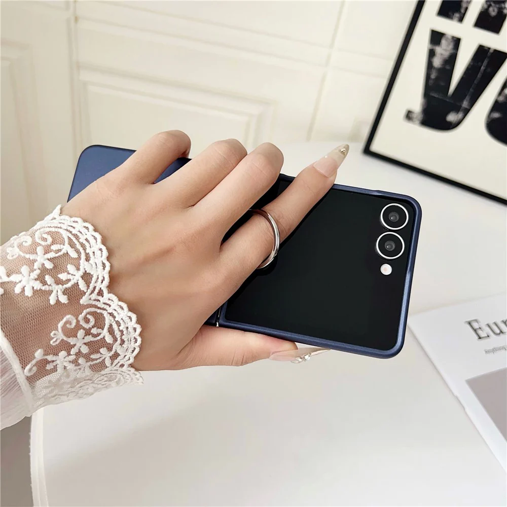 For Samsung Galaxy Z Flip7 5G Case Ring Holder Anti Drop Rubberized PC Phone Cover - Sapphire - Image 3