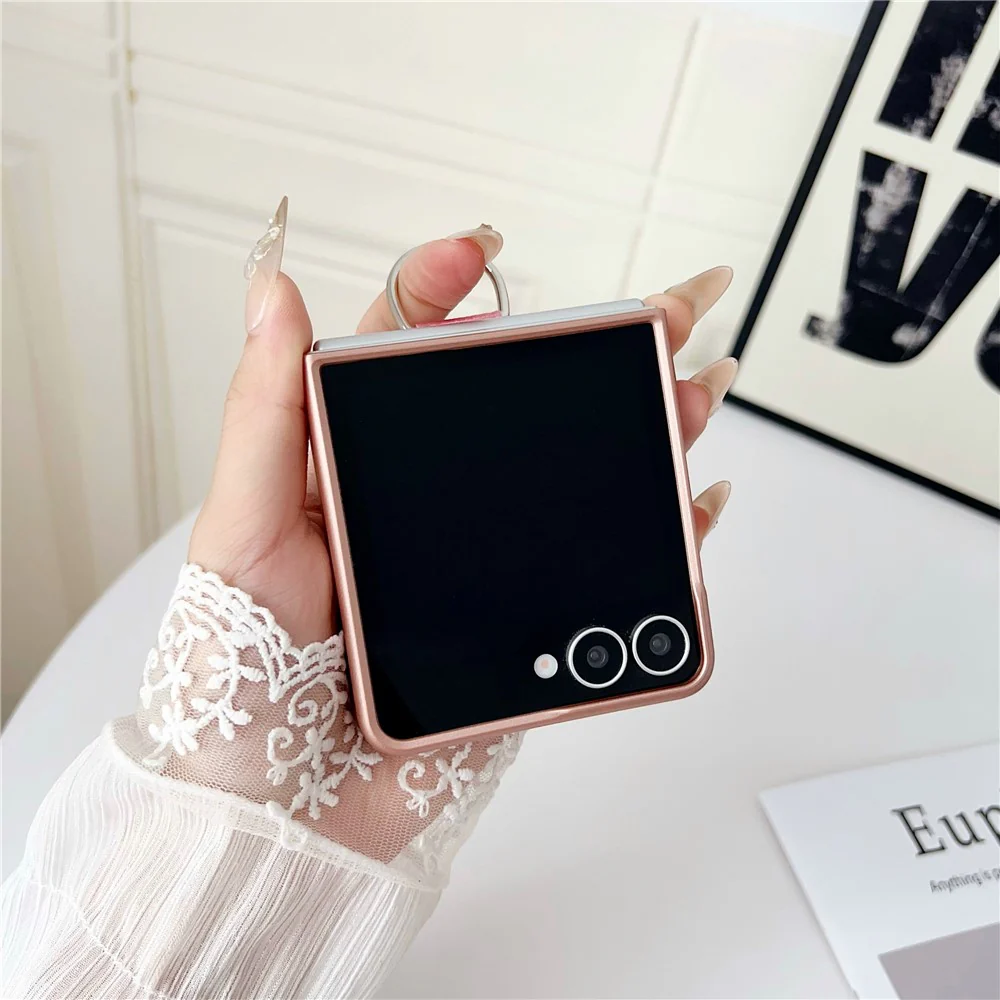 For Samsung Galaxy Z Flip7 5G Case Ring Holder Anti Drop Rubberized PC Phone Cover - Sapphire - Image 4