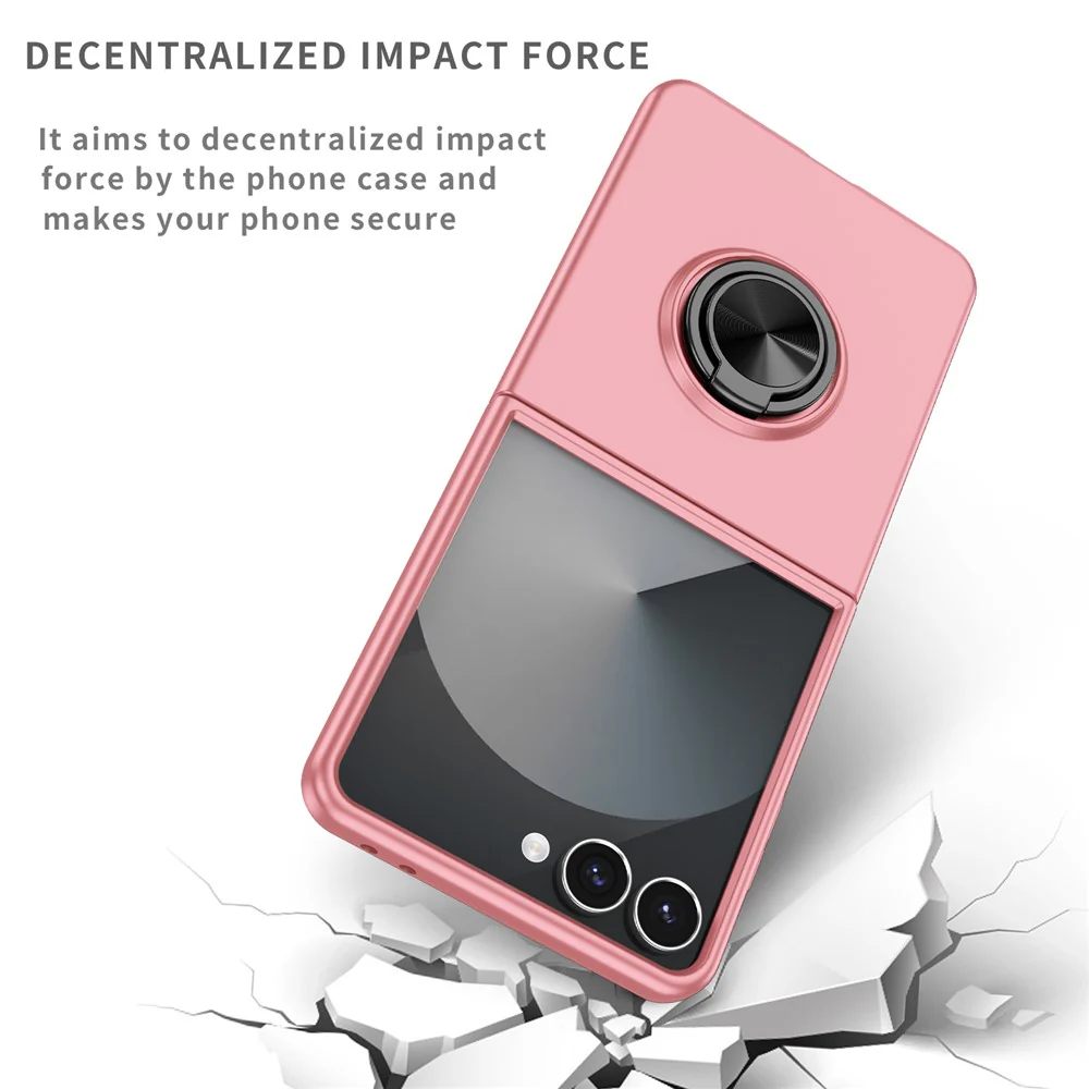 For Samsung Galaxy Z Flip7 5G Case Rotatable Ring Kickstand Hard PC Phone Cover - Pink - Image 4
