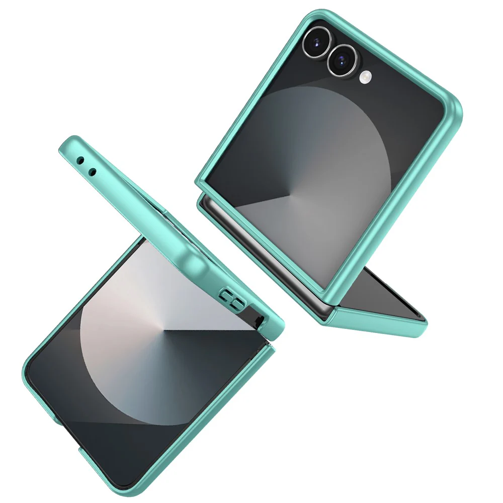 For Samsung Galaxy Z Flip7 5G Case Rotatable Ring Kickstand Hard PC Phone Cover - Sky Blue - Image 2