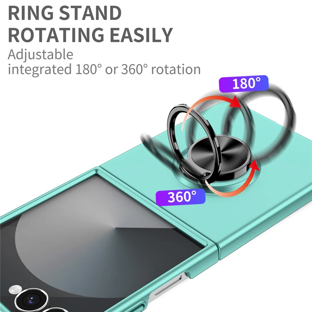 For Samsung Galaxy Z Flip7 5G Case Rotatable Ring Kickstand Hard PC Phone Cover - Sky Blue - Image 6