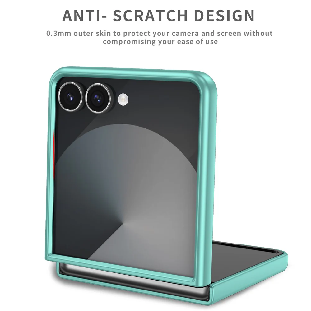 For Samsung Galaxy Z Flip7 5G Case Rotatable Ring Kickstand Hard PC Phone Cover - Sky Blue - Image 8
