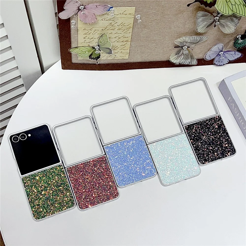 For Samsung Galaxy Z Flip7 5G Case Rubberized Silver Edge Phantom Glitter Hard PC Phone Cover - Pink - Image 8