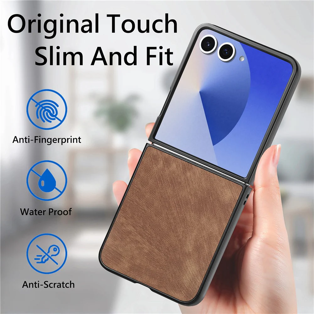 For Samsung Galaxy Z Flip7 5G Case Shockproof Slim Retro Leather Phone Back Cover - Brown - Image 8
