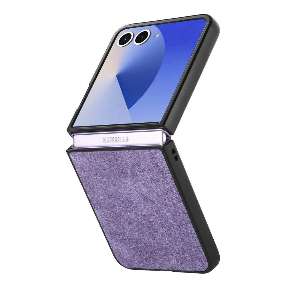 For Samsung Galaxy Z Flip7 5G Case Shockproof Slim Retro Leather Phone Back Cover - Purple - Image 2