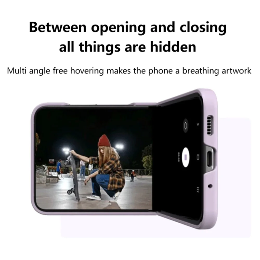 For Samsung Galaxy Z Flip7 5G Case Skin-touch PC + TPU Phone Cover with Ring Holder - Antique White - Image 4