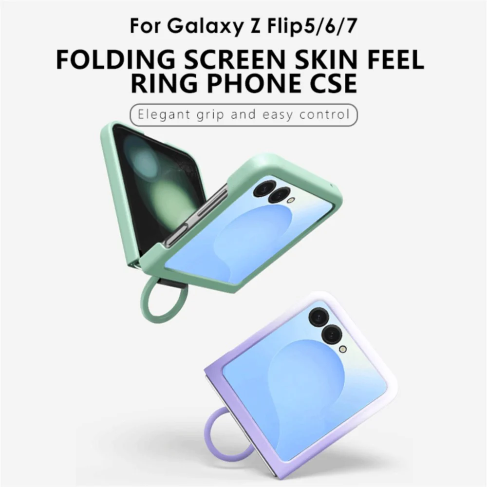 For Samsung Galaxy Z Flip7 5G Case Skin-touch PC + TPU Phone Cover with Ring Holder - Light Pink - Image 5