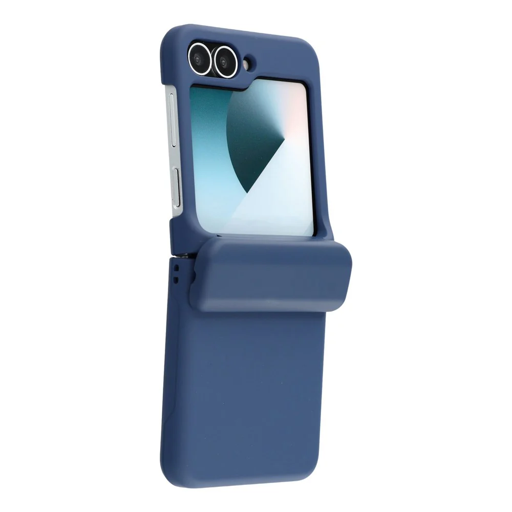 For Samsung Galaxy Z Flip7 5G Case Spring Hinge PC Folding Phone Cover with Card Slot - Dark Blue - Image 2