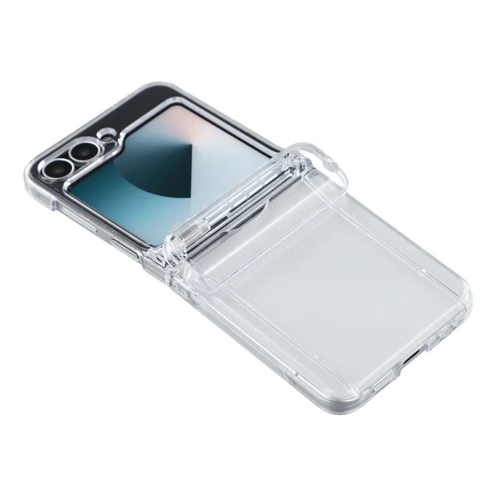 For Samsung Galaxy Z Flip7 5G Case Spring Hinge PC Folding Phone Cover with Card Slot - Transparent - Image 6