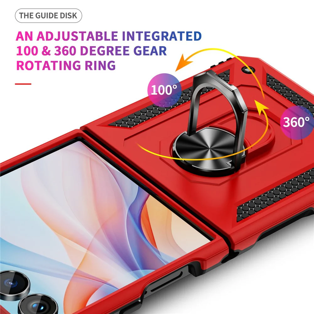 For Samsung Galaxy Z Flip7 5G Case TPU + PC Phone Cover with Ring Kickstand Drop Protection - Red - Image 4