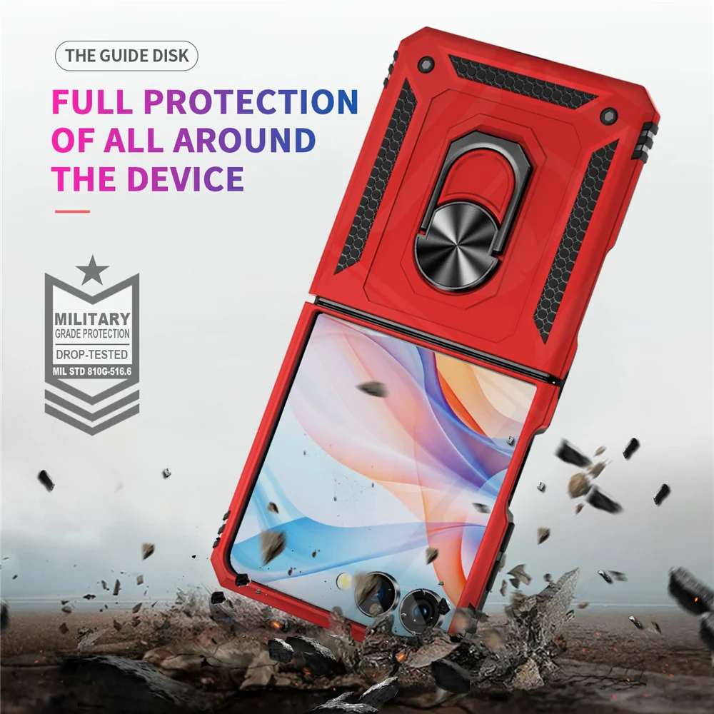 For Samsung Galaxy Z Flip7 5G Case TPU + PC Phone Cover with Ring Kickstand Drop Protection - Red - Image 6