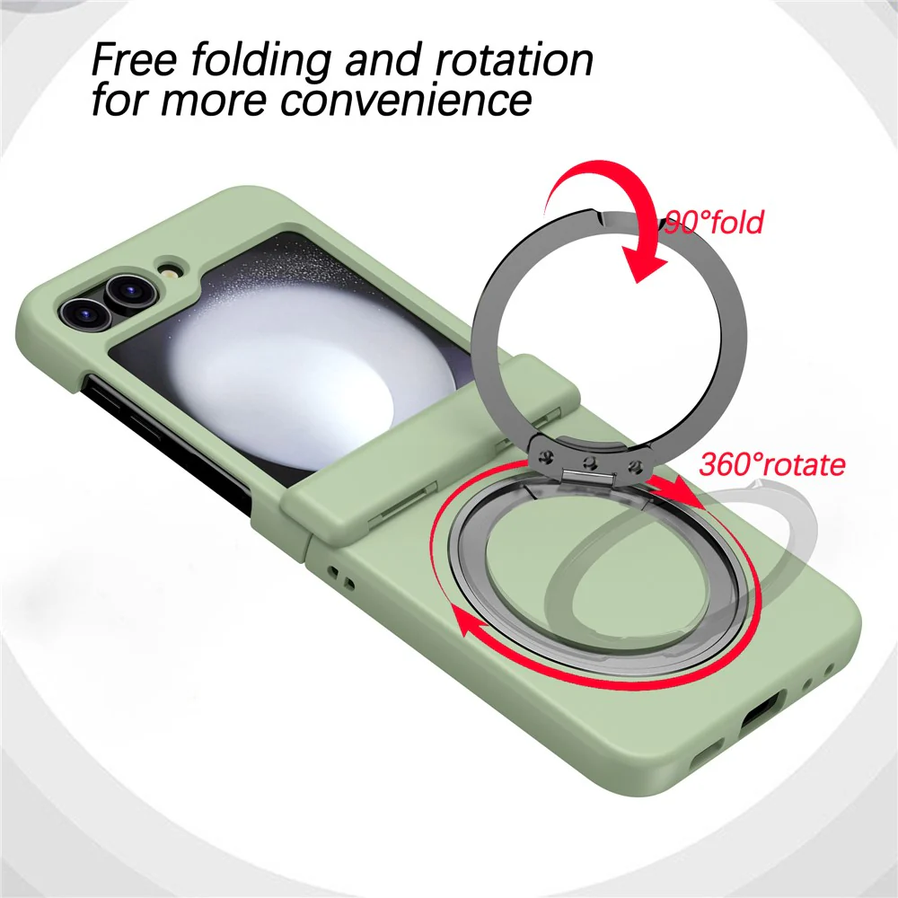 For Samsung Galaxy Z Flip7 5G Case with Magnetic Kickstand Spring Hinge PC Folding Phone Cover - Light Green - Image 2