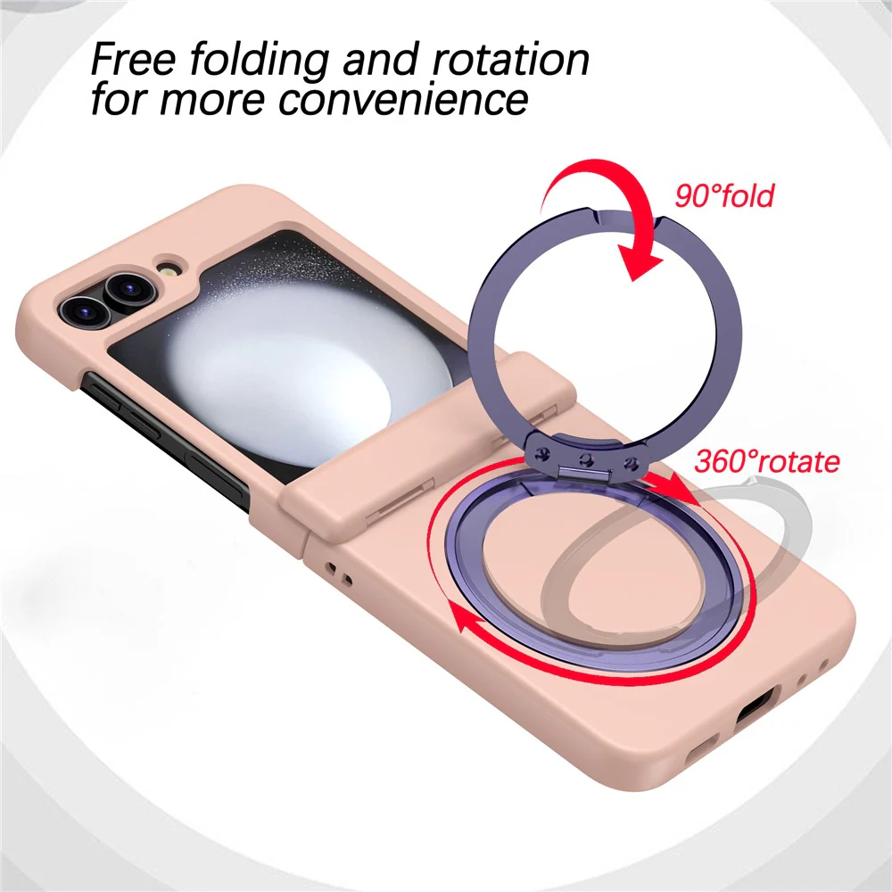 For Samsung Galaxy Z Flip7 5G Case with Magnetic Kickstand Spring Hinge PC Folding Phone Cover - Pink - Image 2