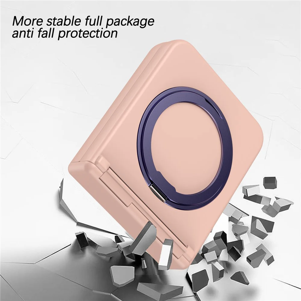 For Samsung Galaxy Z Flip7 5G Case with Magnetic Kickstand Spring Hinge PC Folding Phone Cover - Pink - Image 4