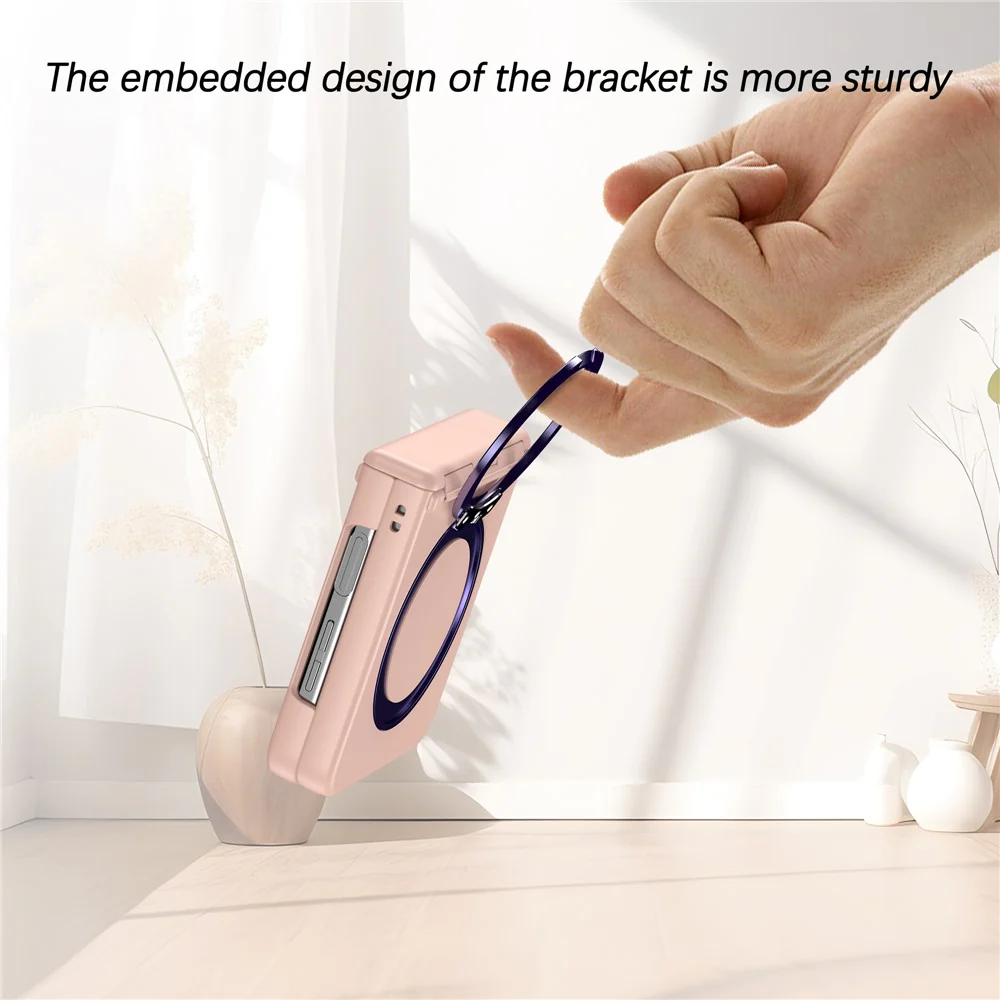 For Samsung Galaxy Z Flip7 5G Case with Magnetic Kickstand Spring Hinge PC Folding Phone Cover - Pink - Image 5