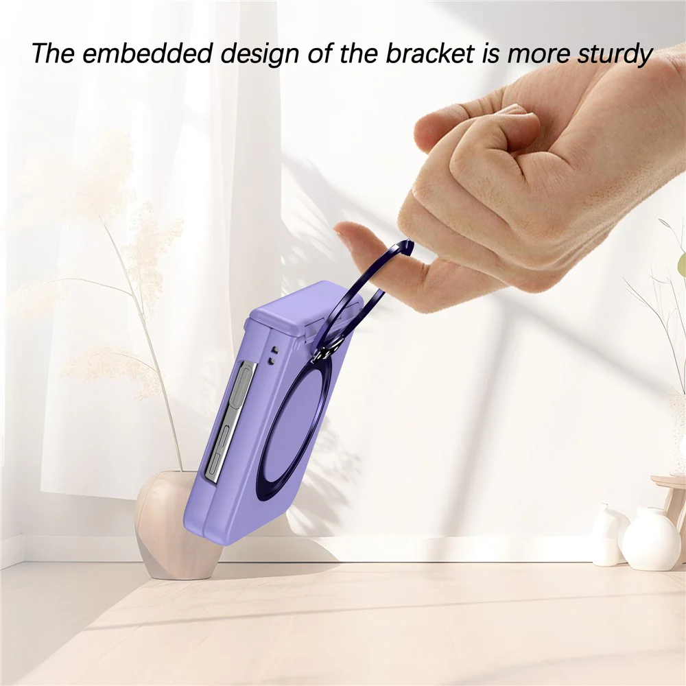 For Samsung Galaxy Z Flip7 5G Case with Magnetic Kickstand Spring Hinge PC Folding Phone Cover - Purple - Image 5