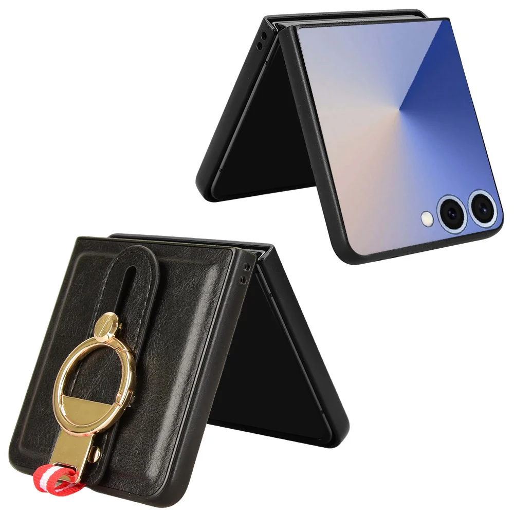 For Samsung Galaxy Z Flip7 5G Case Wristband Kickstand Leather + PC + TPU Phone Cover with Bottle Opener - Black - Image 3