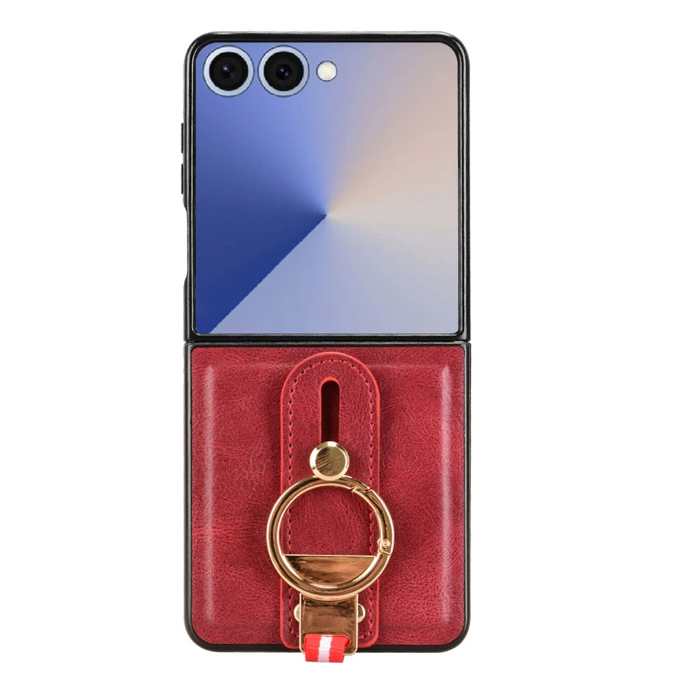 For Samsung Galaxy Z Flip7 5G Case Wristband Kickstand Leather + PC + TPU Phone Cover with Bottle Opener - Red - Image 6