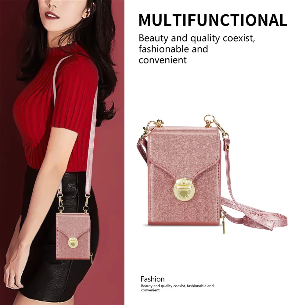 For Samsung Galaxy Z Flip7 5G Case Zipper Wallet PU Leather TPU PC Phone Cover with Shoulder Strap - Rose Gold - Image 8