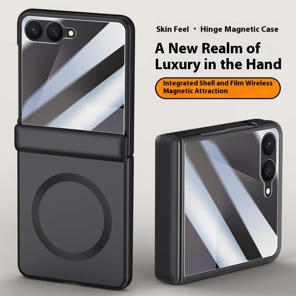 For Samsung Galaxy Z Flip7 5G Magnetic Case Hard PC Phone Cover with Rear Small Screen Protector - Blue - Image 2